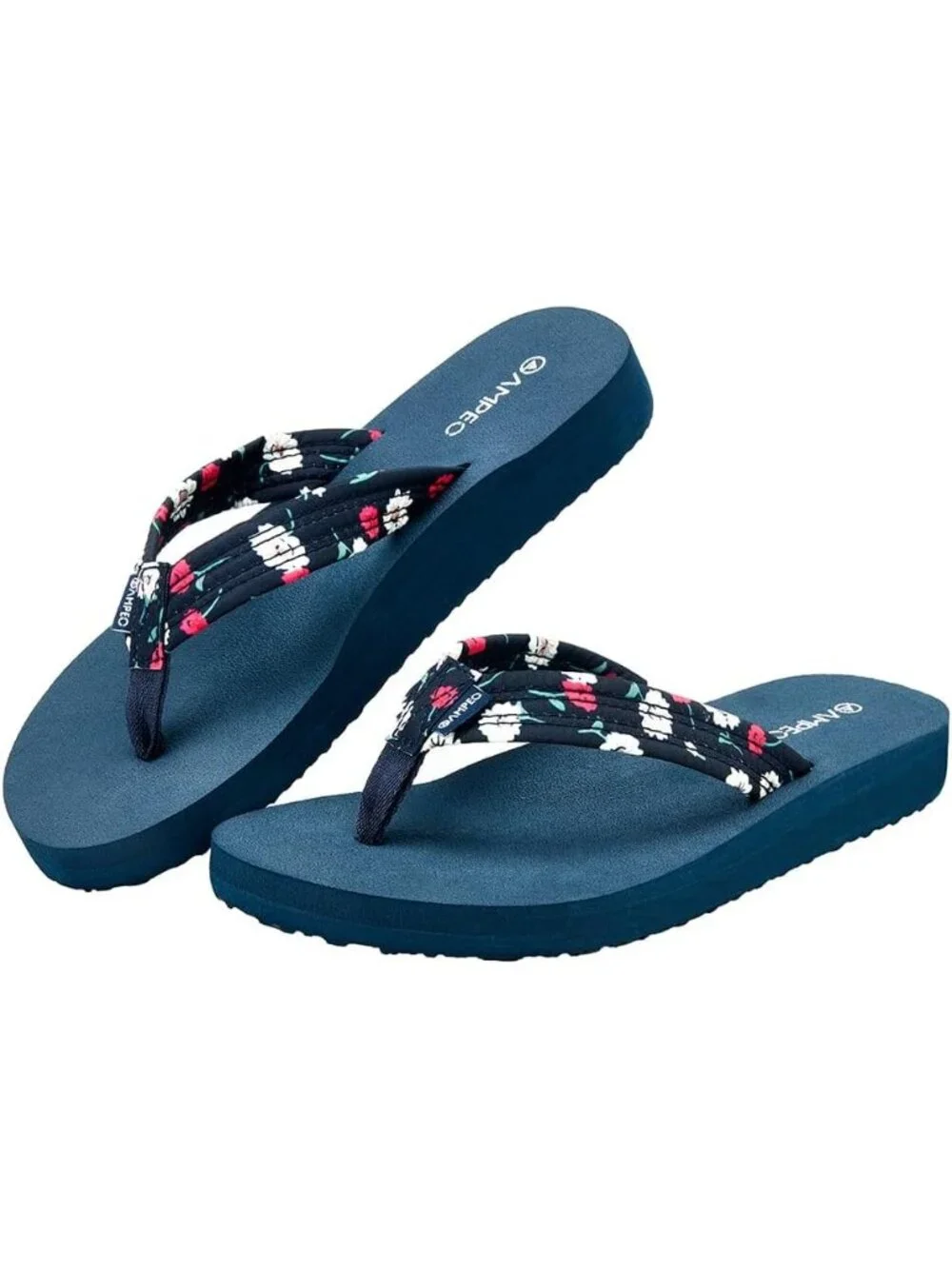 Women's Floral Blue Comfortable Flip Flops Summer Stylish Beach Thong Sandals
